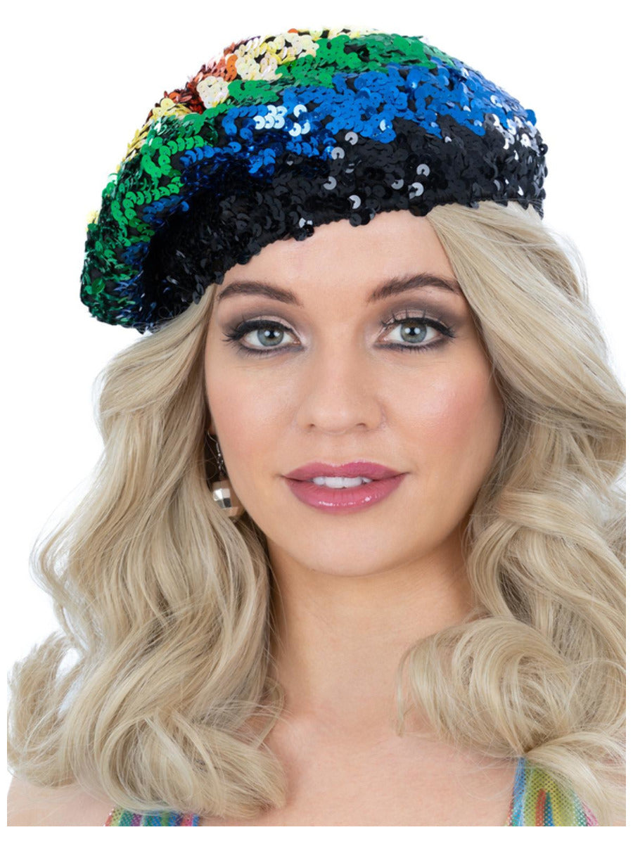 Sequin Beret, Rainbow Wholesale