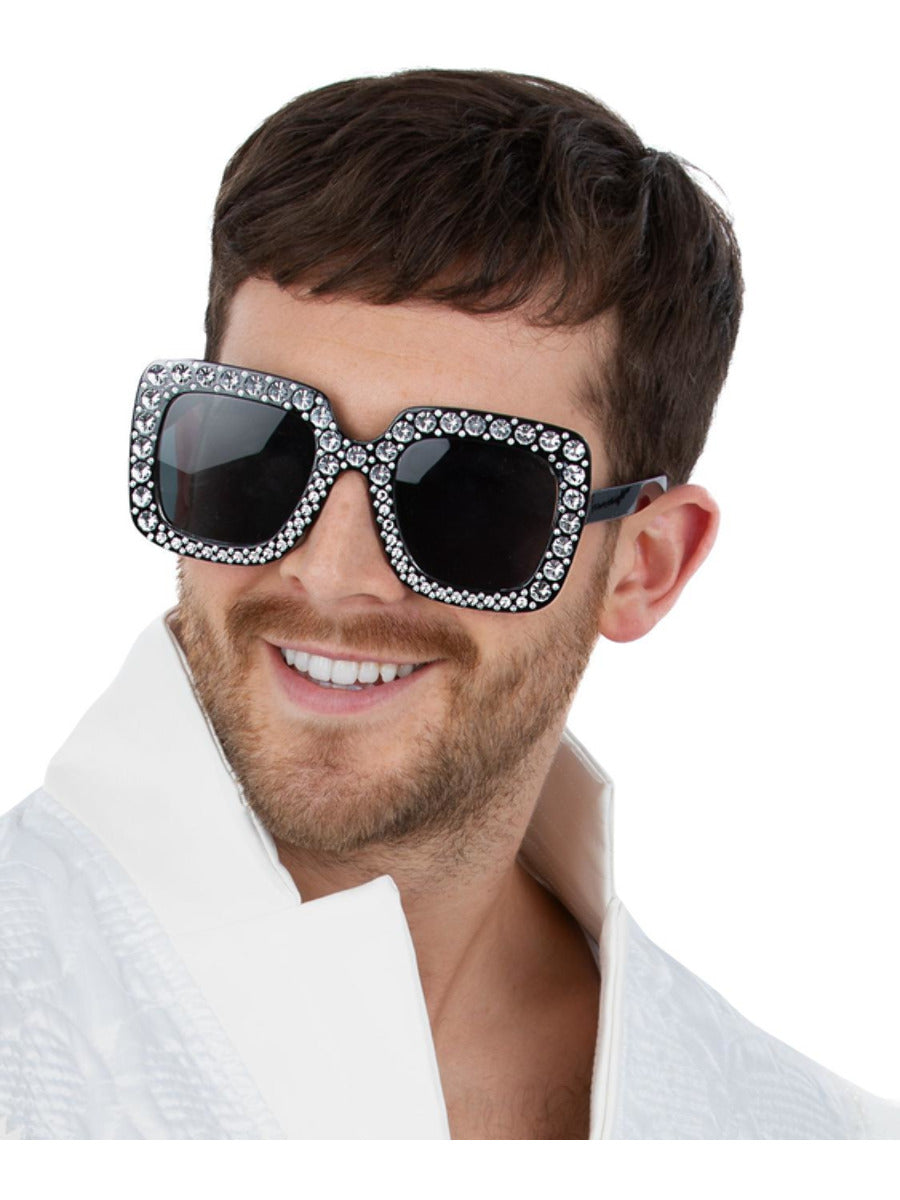 Disco Jewelled Specs, Black Wholesale