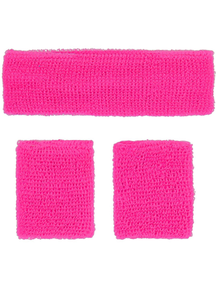 80s Neon Sweatbands, Pink Wholesale