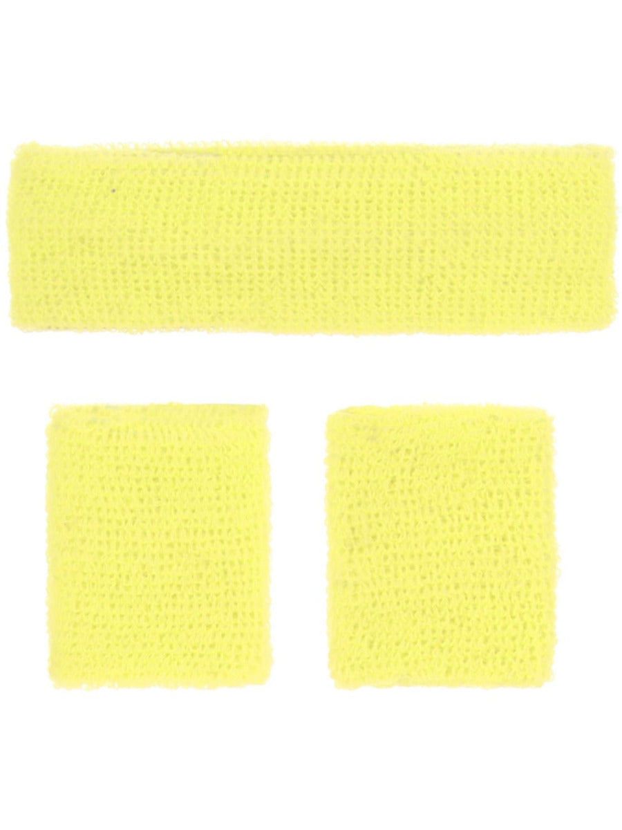 80s Neon Sweatbands, Yellow Wholesale