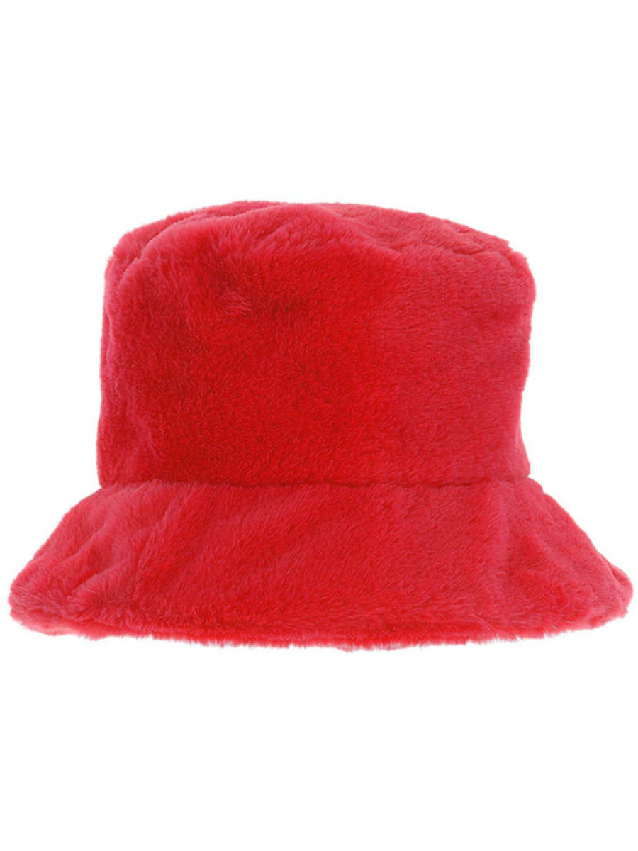 90s Red Fur Bucket Hat Wholesale