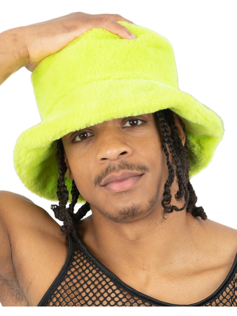 90s Green Fur Bucket Hat Wholesale