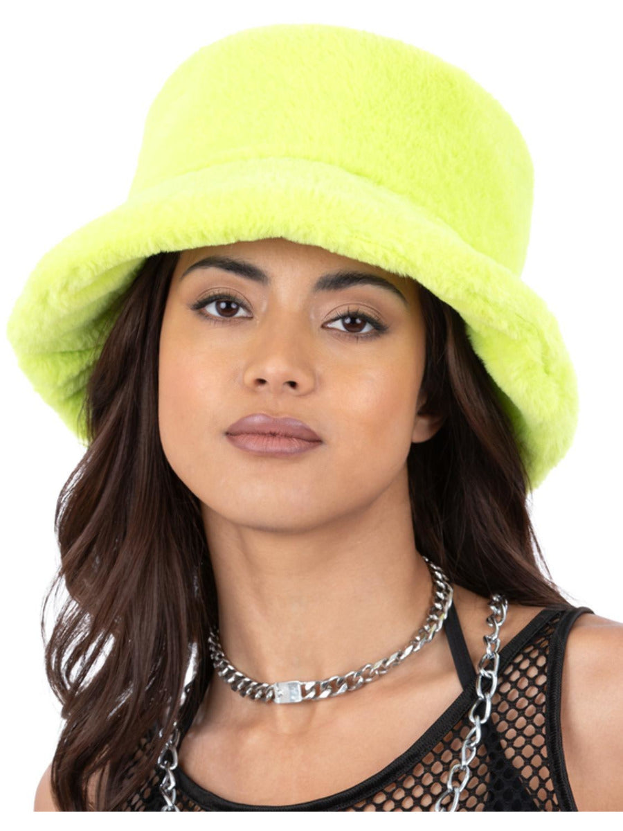 90s Green Fur Bucket Hat Wholesale