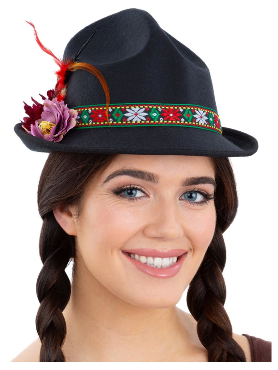 Dirndl Trenker Hat with Feathers Flowers