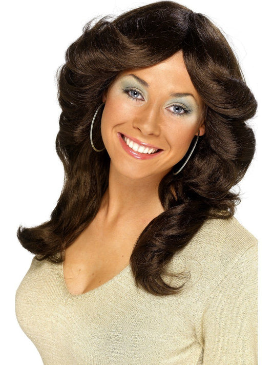 70s Flick Wig, Long, Brown Wholesale