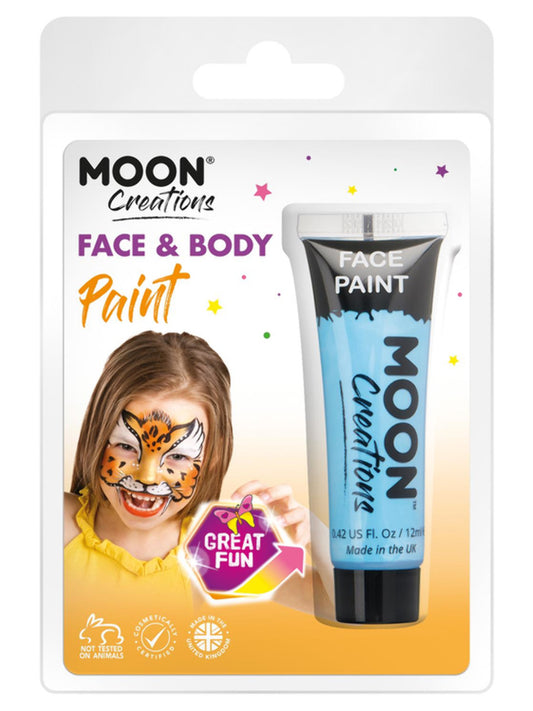 Moon Creations Face & Body Paint, Light Blue, 12ml Clamshell