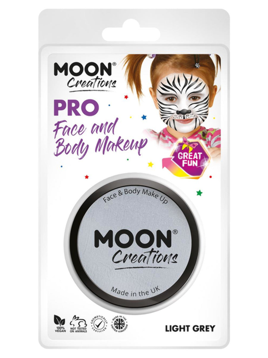 Moon Creations Pro Face Paint Cake Pot, Light Grey, 36g Clamshell