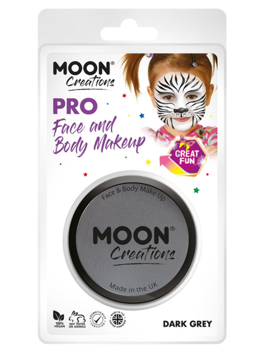 Moon Creations Pro Face Paint Cake Pot, Dark Grey, 36g Clamshell