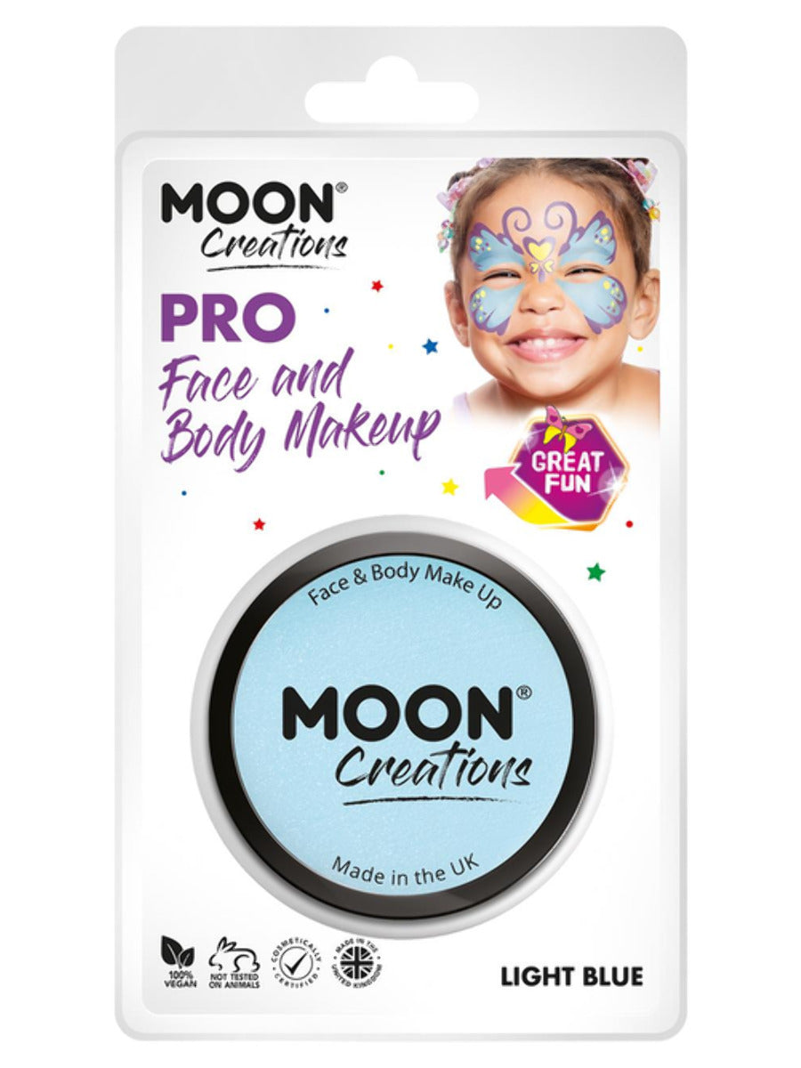 Moon Creations Pro Face Paint Cake Pot, Light Blue, 36g Clamshell