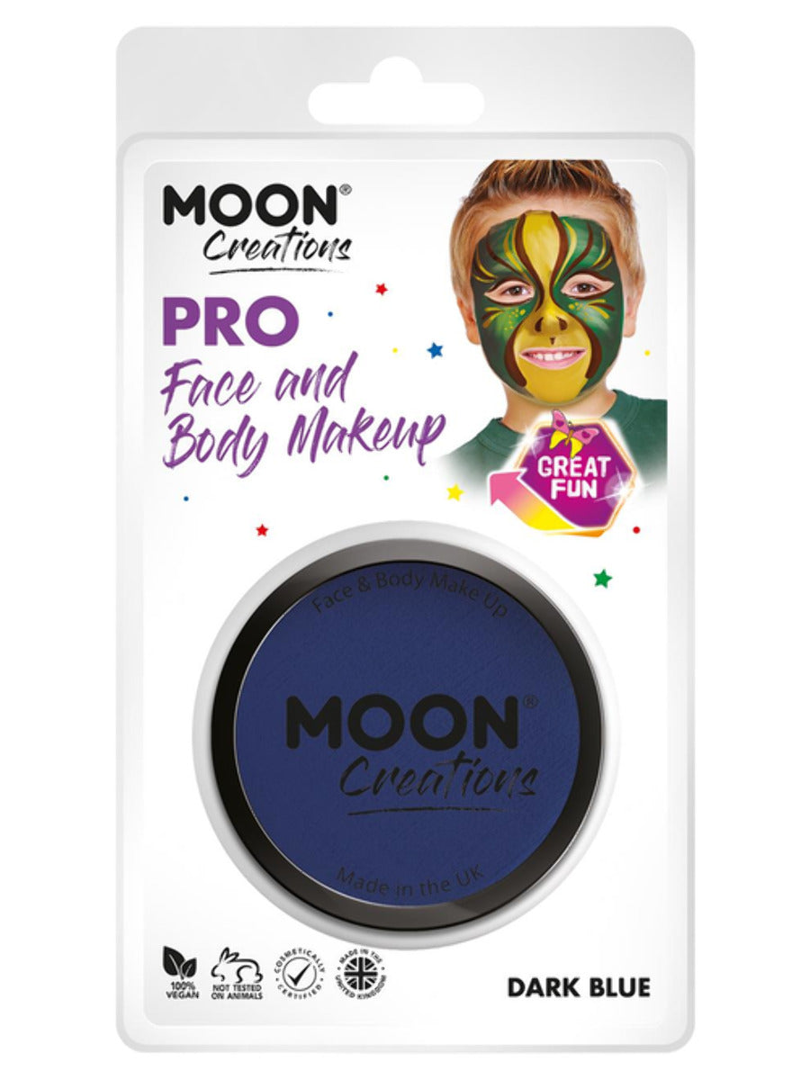 Moon Creations Pro Face Paint Cake Pot, Dark Blue, 36g Clamshell