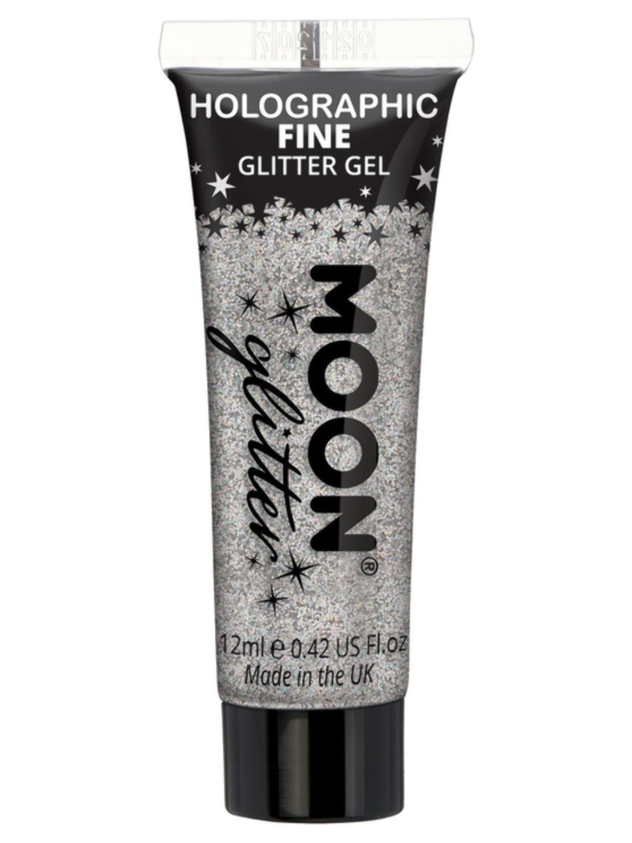 Moon Glitter Holographic Fine Glitter Gel, Silver, Single, 12ml