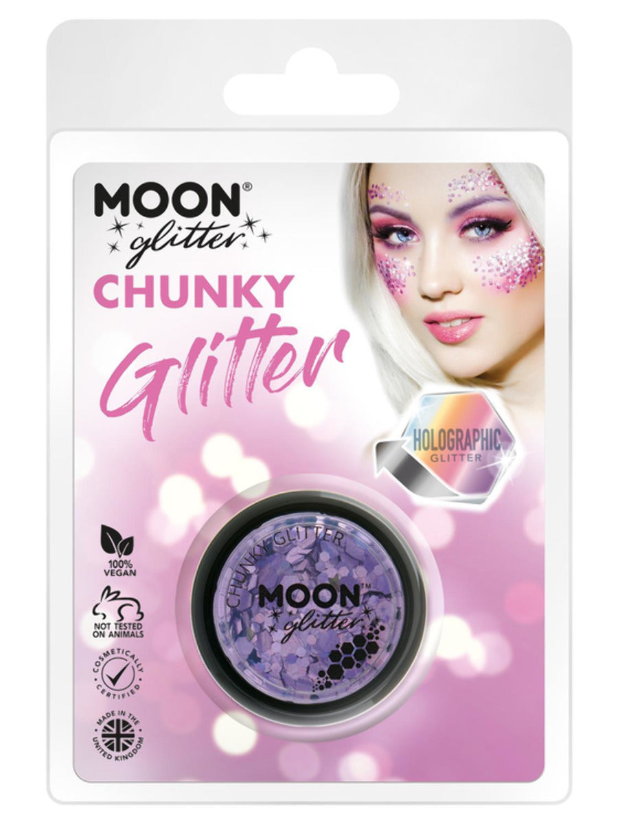 Moon Glitter HolograpHic Chunky Glitter, Purple, Clamshell, 3g