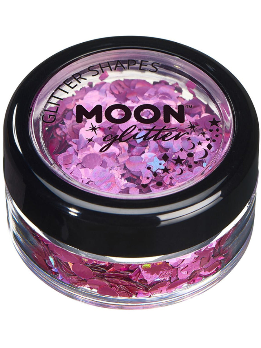 Moon Glitter Holographic Glitter Shapes, Pink, Single, 3g