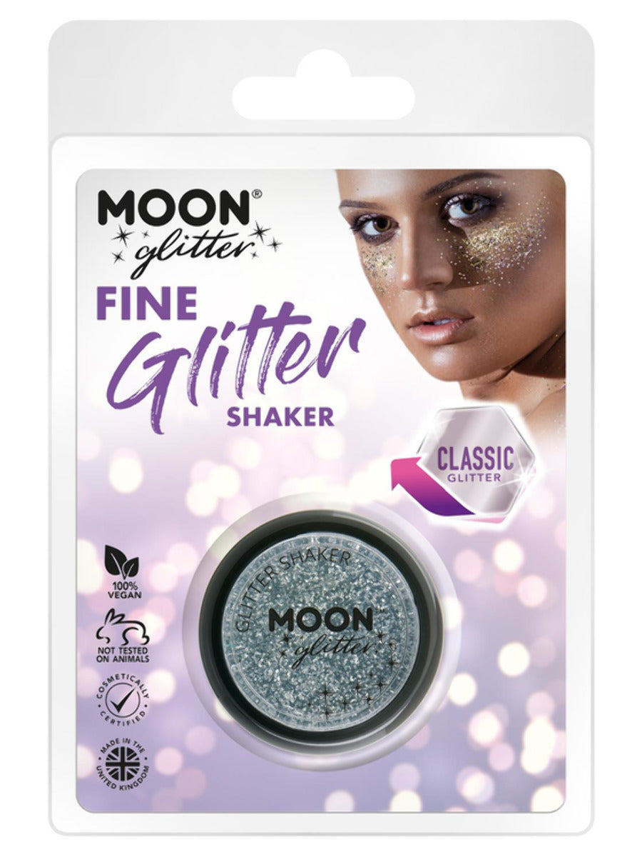 Moon Glitter Classic Fine Glitter Shakers, Silver, Clamshell, 5g