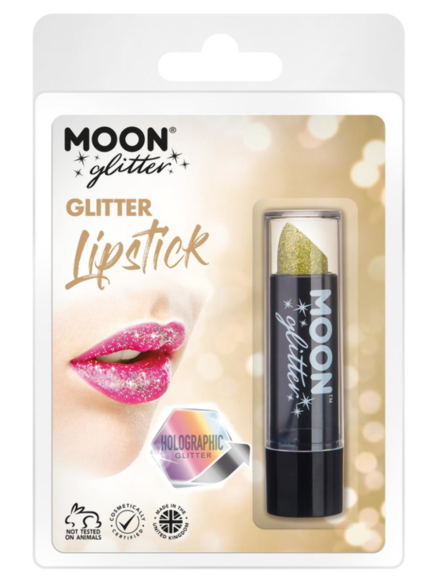 Moon Glitter Holographic Glitter Lipstick, Gold, Clamshell, 4.2g