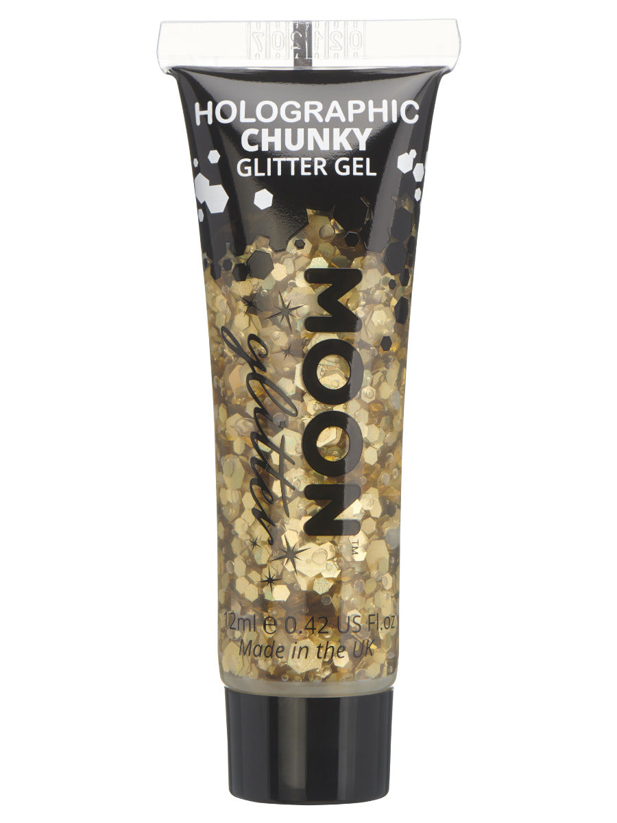 Moon Glitter Holographic Chunky Glitter Gel, Gold, Single, 12ml