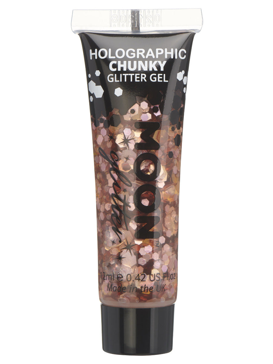 Moon Glitter Holographic Chunky Glitter Gel, Rose Gold, Single, 12ml