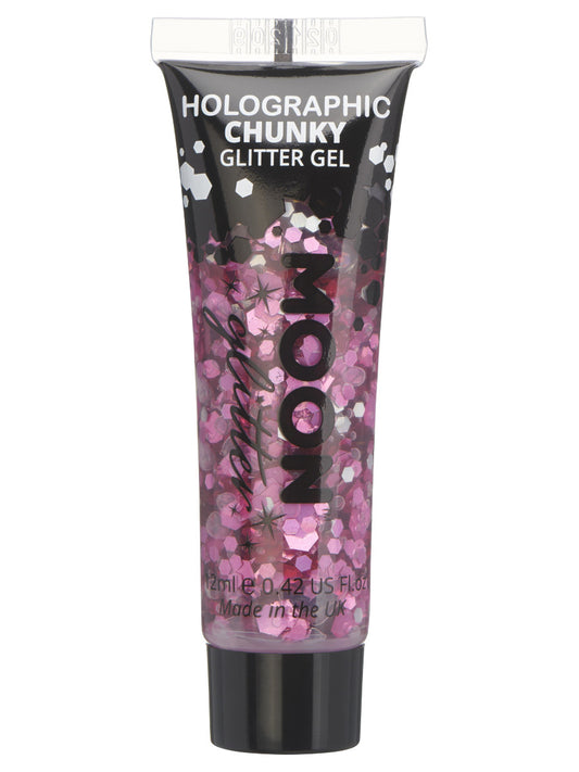 Moon Glitter Holographic Chunky Glitter Gel, Pink, Single, 12ml