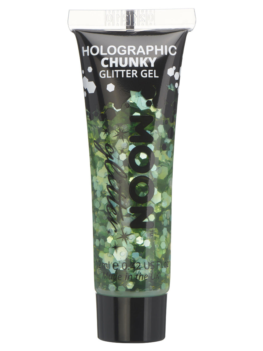 Moon Glitter Holographic Chunky Glitter Gel, Green, Single, 12ml