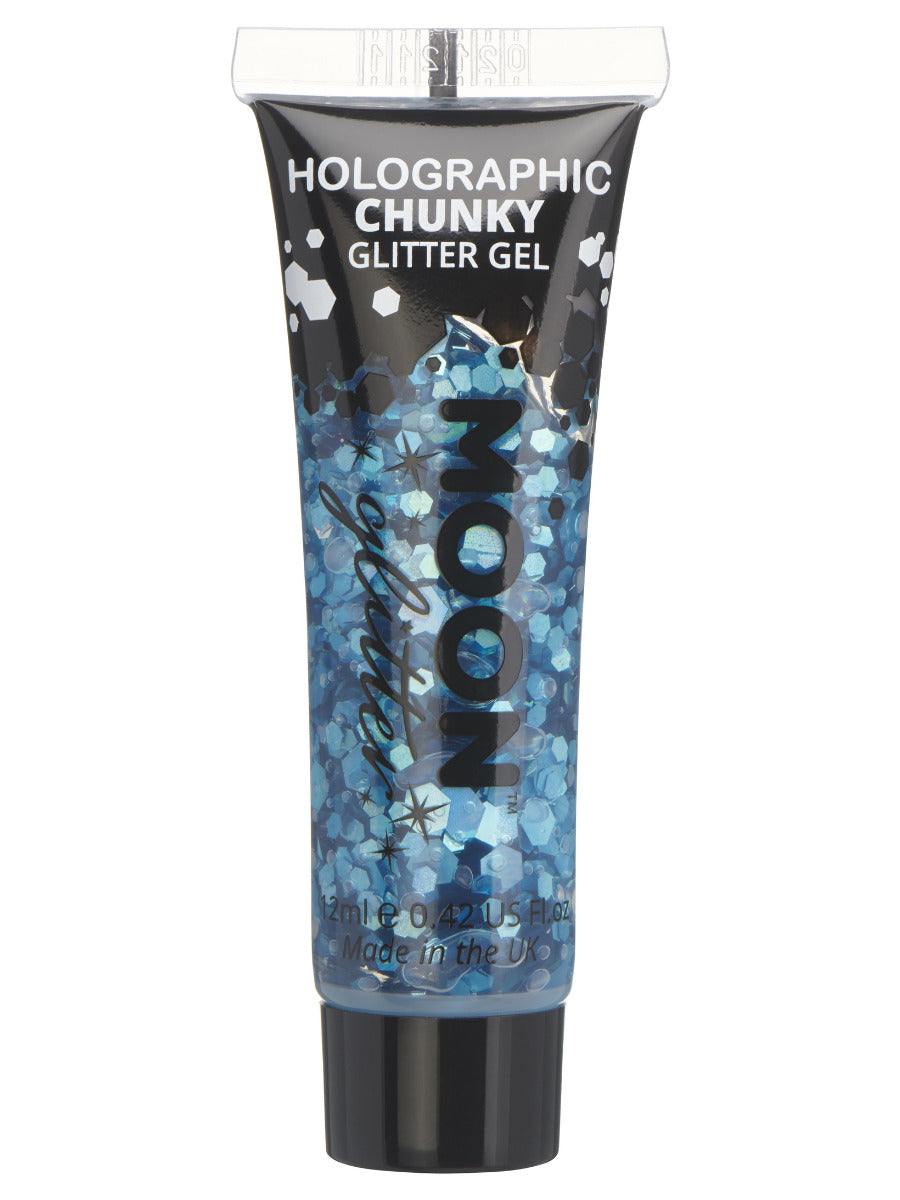 Moon Glitter Holographic Chunky Glitter Gel, Blue, Single, 12ml