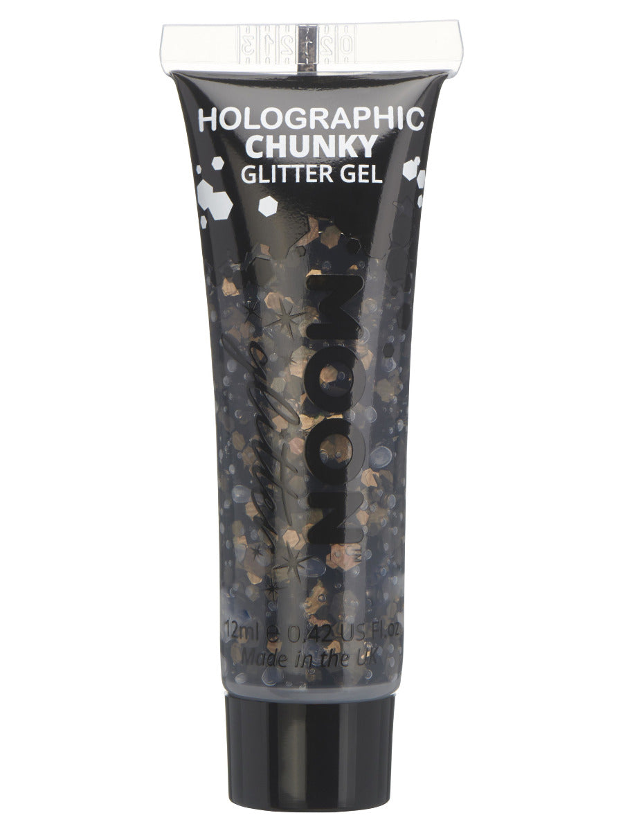 Moon Glitter Holographic Chunky Glitter Gel, Black, Single, 12ml