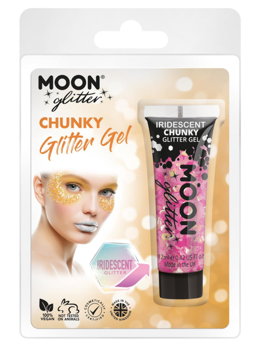 Moon Glitter Iridescent Chunky Glitter Gel, Pink, Clamshell, 12ml