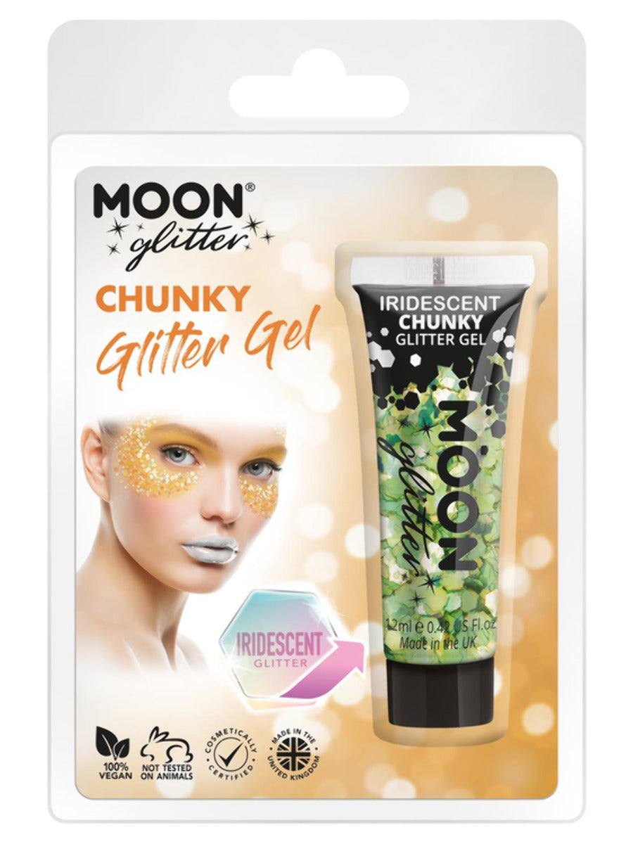 Moon Glitter Iridescent Chunky Glitter Gel, Green, Clamshell, 12ml