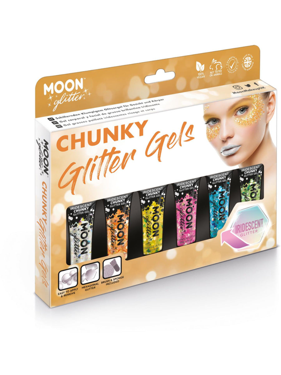 Moon Glitter Iridescent Chunky Glitter Gel, Assorted, Boxset, 12ml