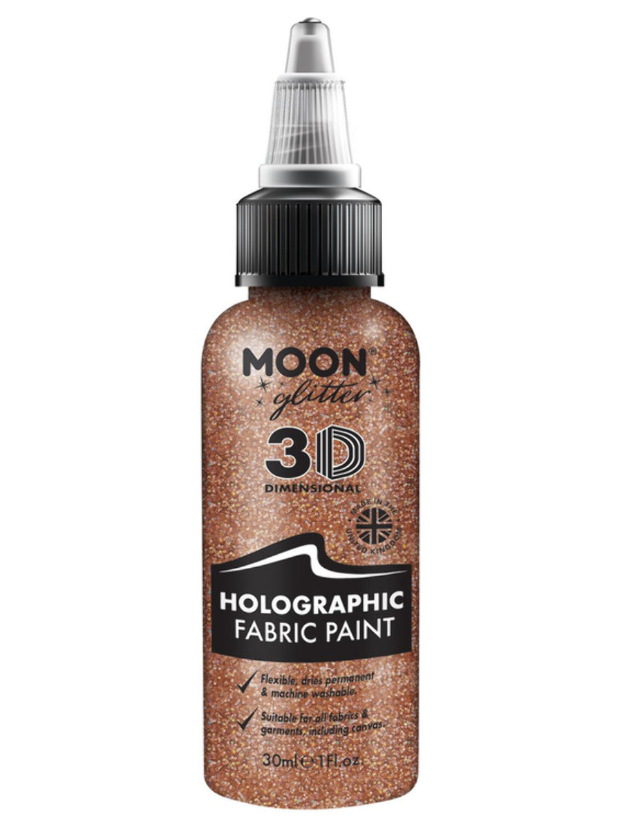 Moon Glitter Holographic Glitter Fabric Paint, Rose Gold, Single, 30ml