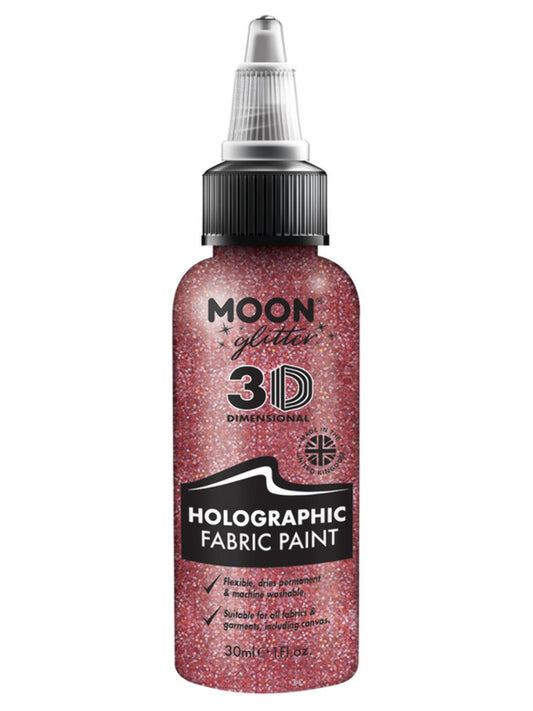 Moon Glitter Holographic Glitter Fabric Paint, Pink, Single, 30ml