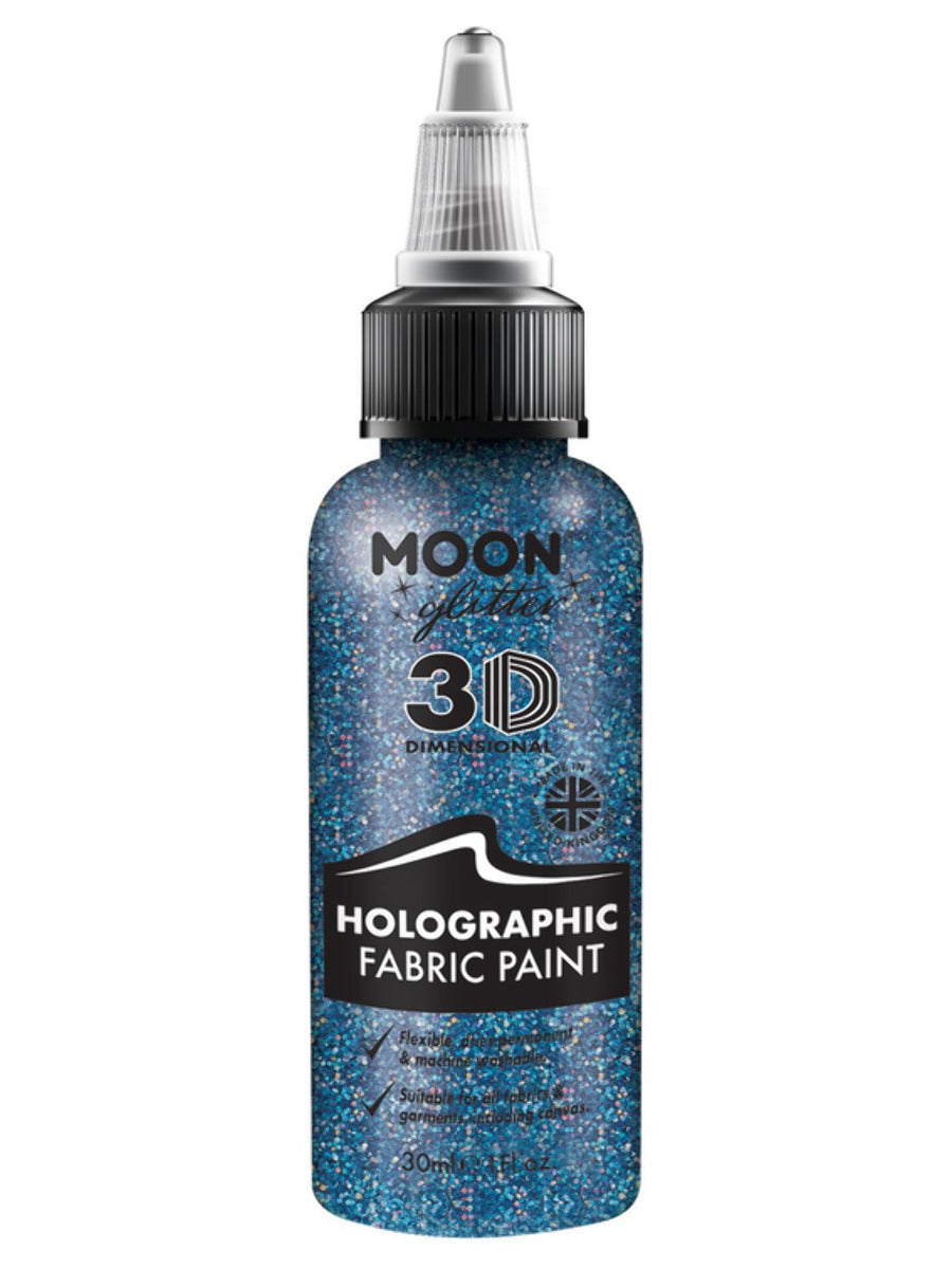 Moon Glitter Holographic Glitter Fabric Paint, Blue, Single, 30ml