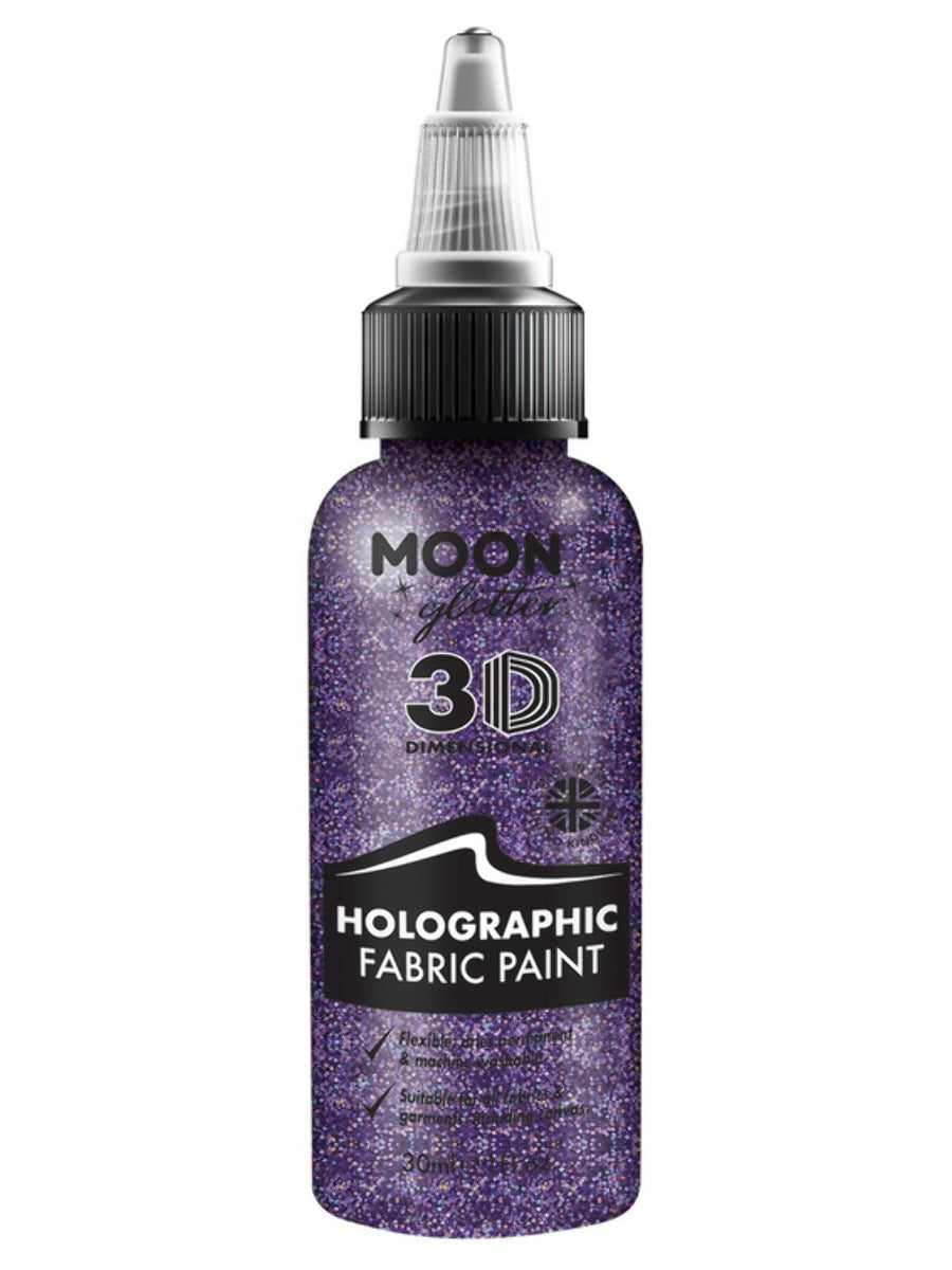 Moon Glitter Holographic Glitter Fabric Paint, Purple, Single, 30ml