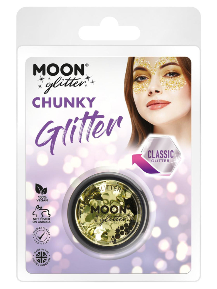 Moon Glitter Classic Chunky Glitter, Gold, Clamshell, 3g