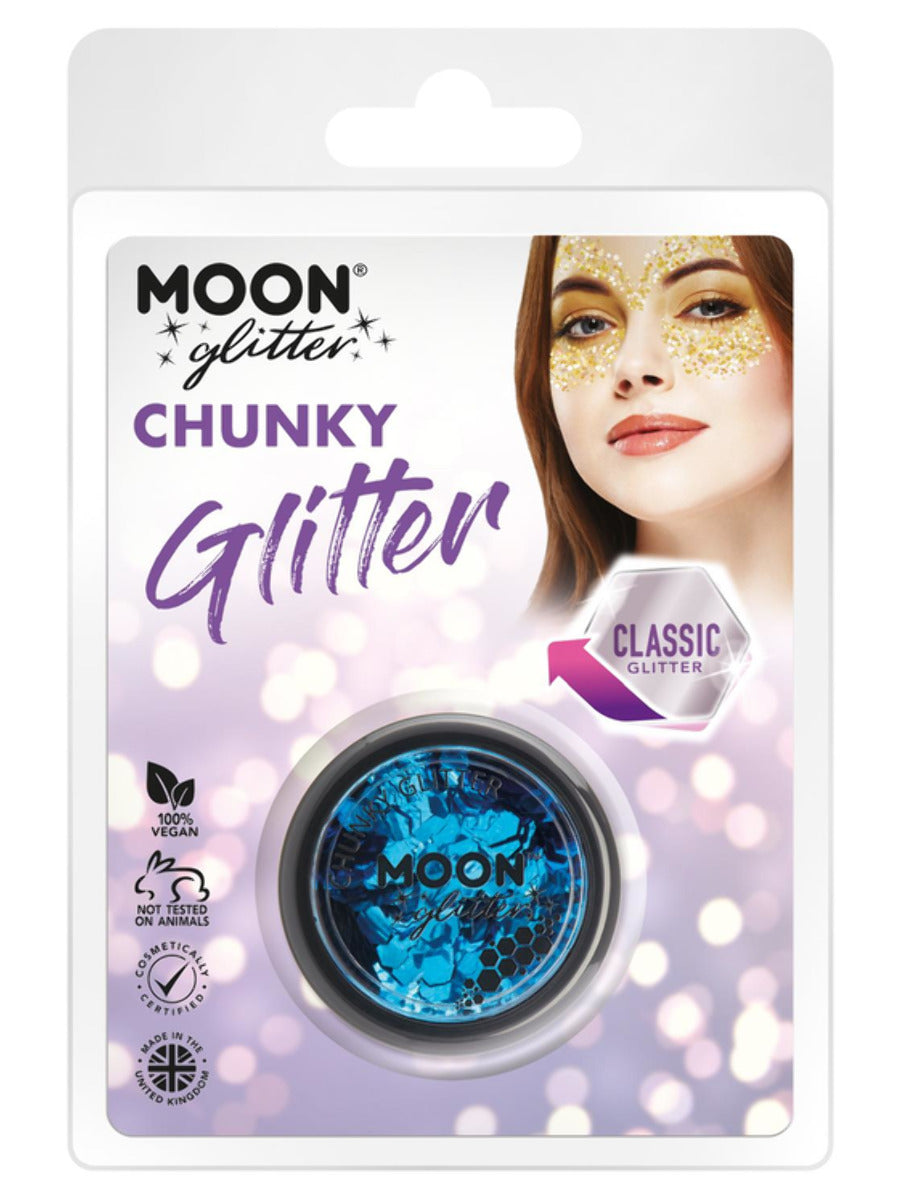 Moon Glitter Classic Chunky Glitter, Blue, Clamshell, 3g