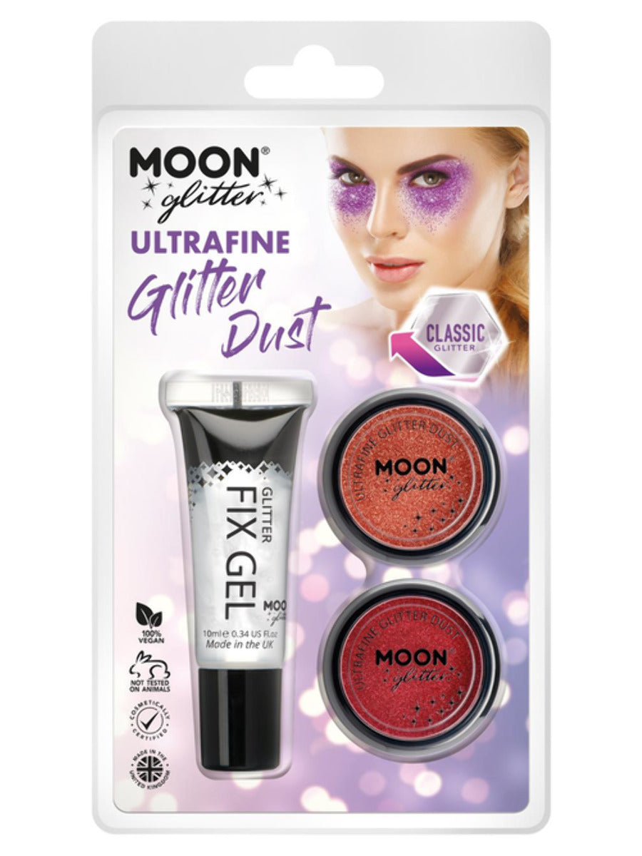 Moon Glitter Classic Ultrafine Glitter Dust, Clamshell, 5g - Fix Gel, Copper Bronze, Red