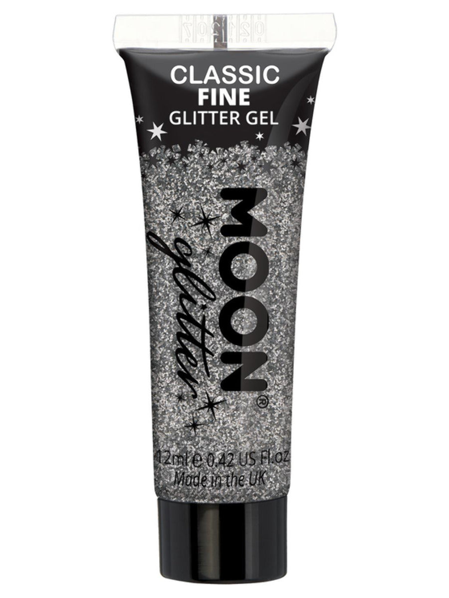 Moon Glitter Classic Fine Glitter Gel, Silver, Single, 12ml