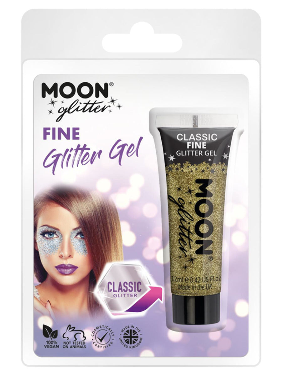 Moon Glitter Classic Fine Glitter Gel, Gold, Clamshell, 12ml