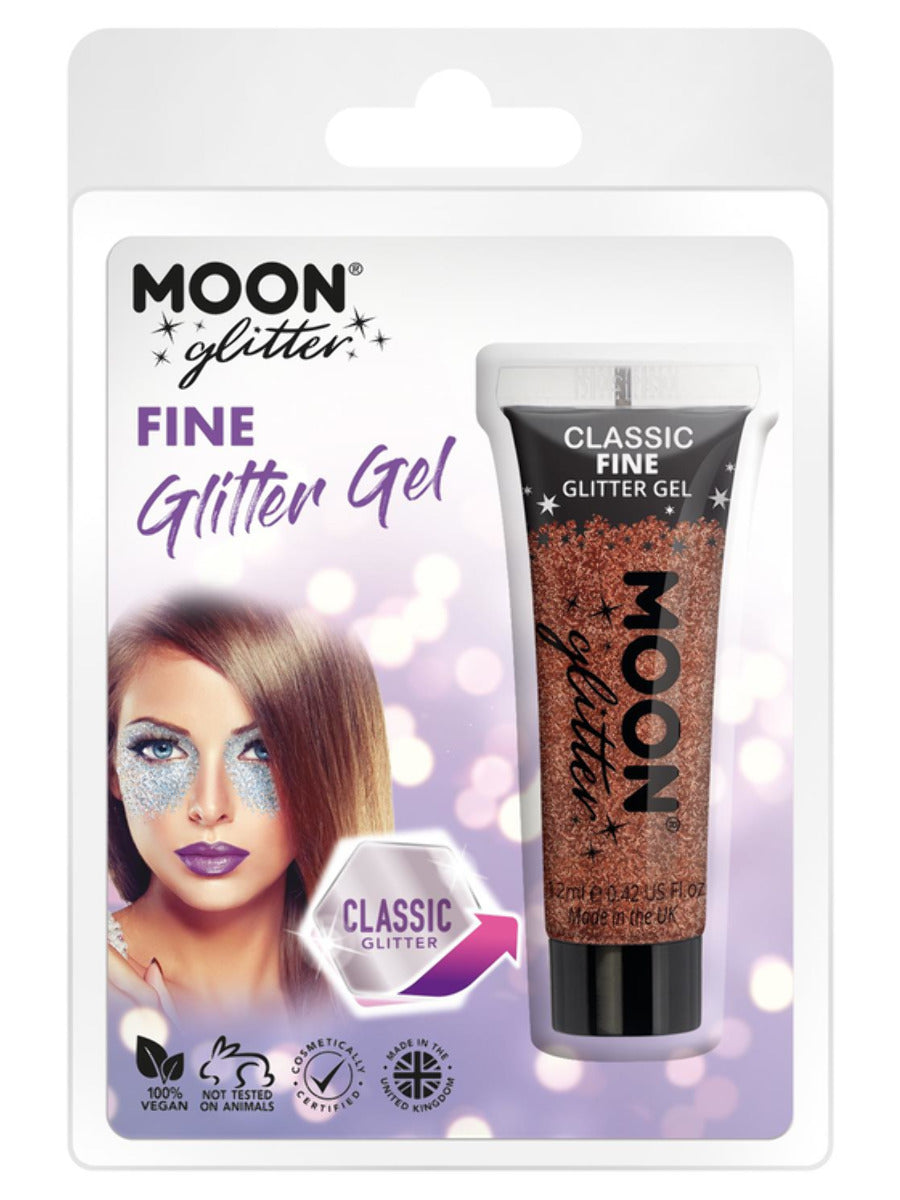 Moon Glitter Classic Fine Glitter Gel, Copper Bronze, Clamshell, 12ml