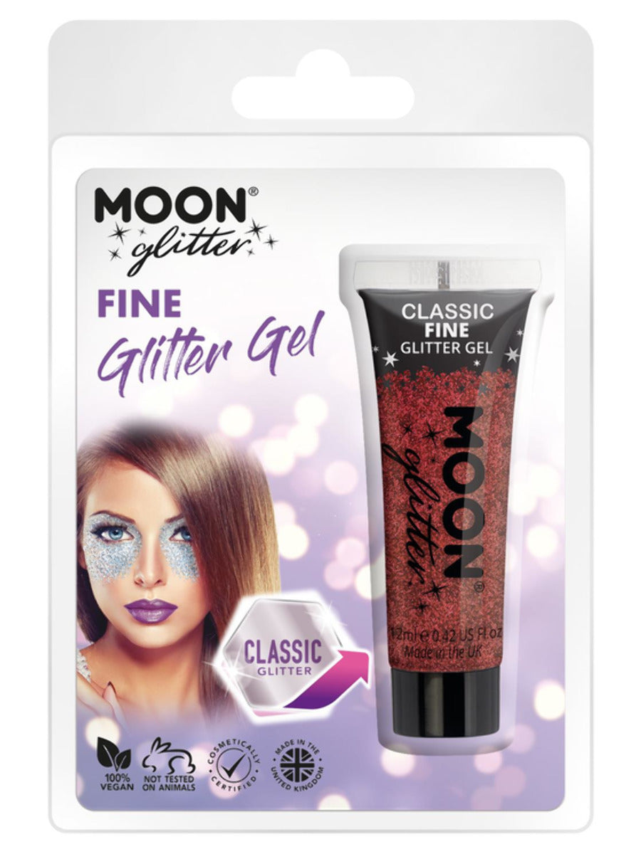 Moon Glitter Classic Fine Glitter Gel, Red, Clamshell, 12ml