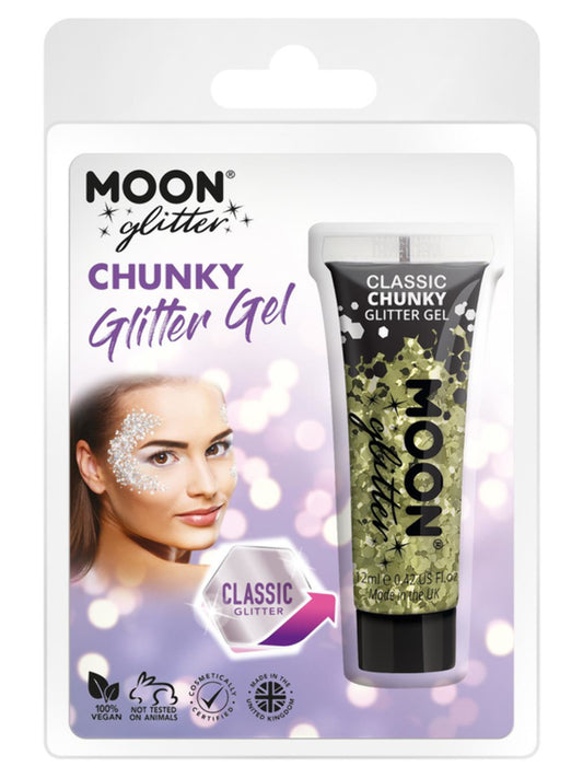 Moon Glitter Classic Chunky Glitter Gel, Gold, Clamshell, 12ml