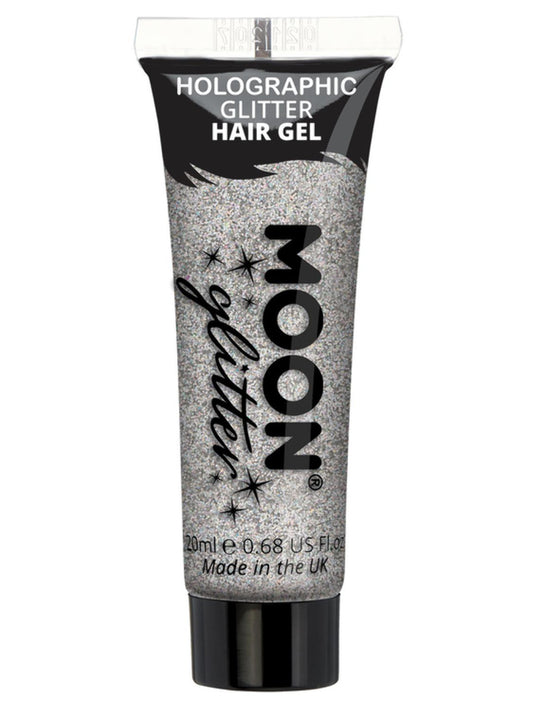 Moon Glitter Holographic Glitter Hair Gel, Silver, Single, 20ml