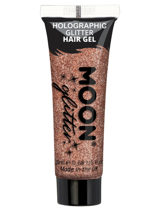 Moon Glitter Holographic Glitter Hair Gel, Rose Gold, Single, 20ml