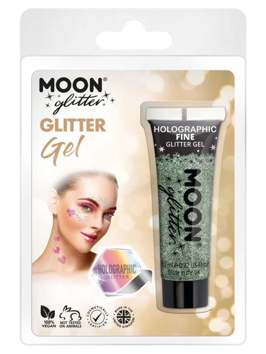 Moon Glitter Holographic Fine Glitter Gel, Green, Clamshell, 12ml