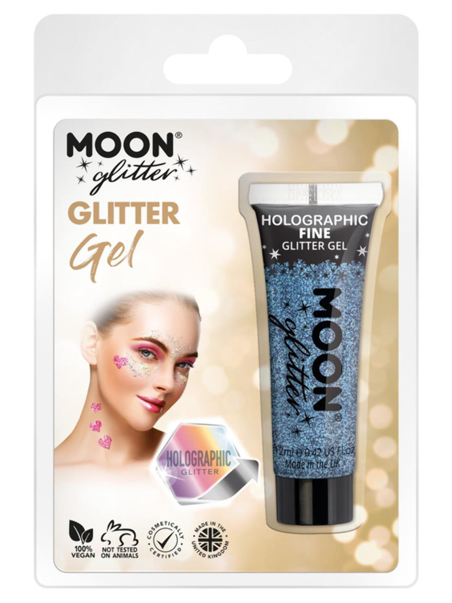 Moon Glitter Holographic Fine Glitter Gel, Blue, Clamshell, 12ml