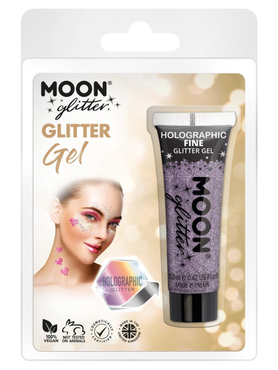 Moon Glitter Holographic Fine Glitter Gel, Purple, Clamshell, 12ml