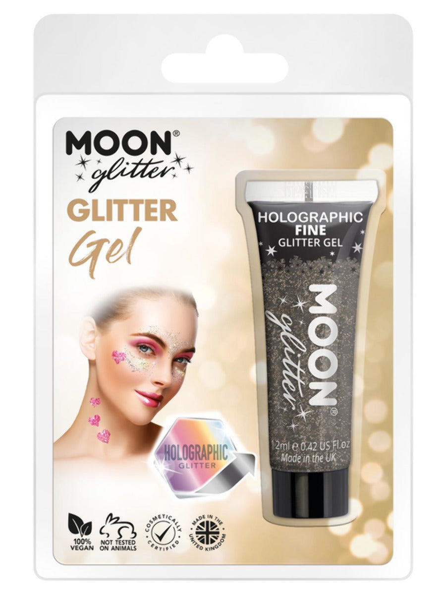 Moon Glitter Holographic Fine Glitter Gel, Black, Clamshell, 12ml