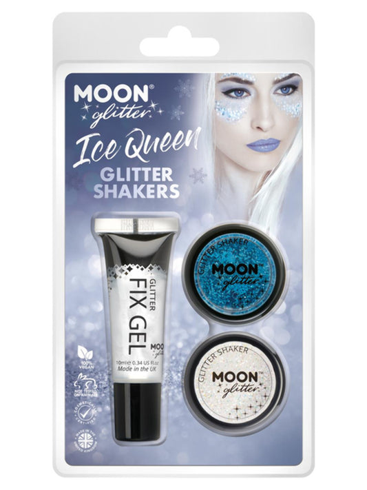 Moon Glitter Themed Clamshells, White, Ice Queen Glitter Shakers