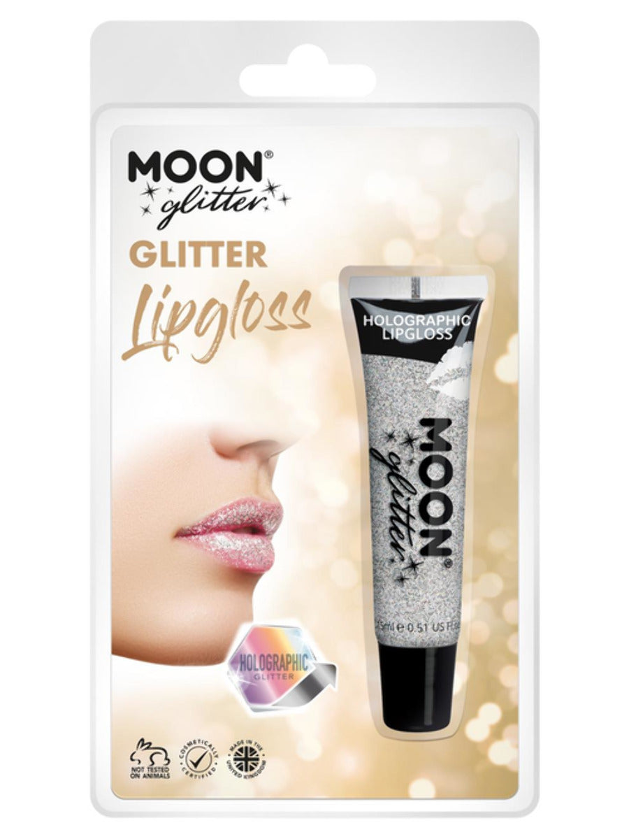 Moon Glitter Holographic Glitter Lipgloss, Silver, Clamshell, 15ml