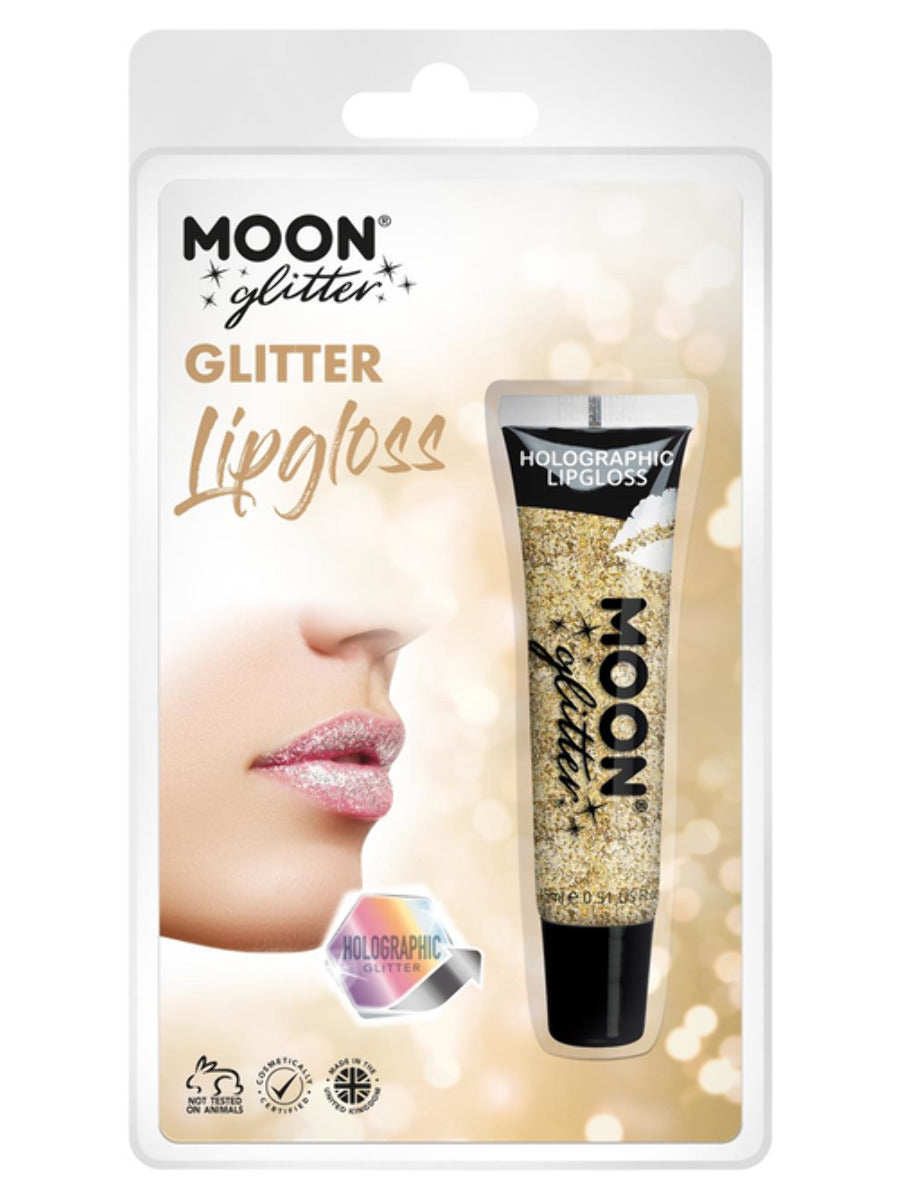 Moon Glitter Holographic Glitter Lipgloss, Gold, Clamshell, 15ml