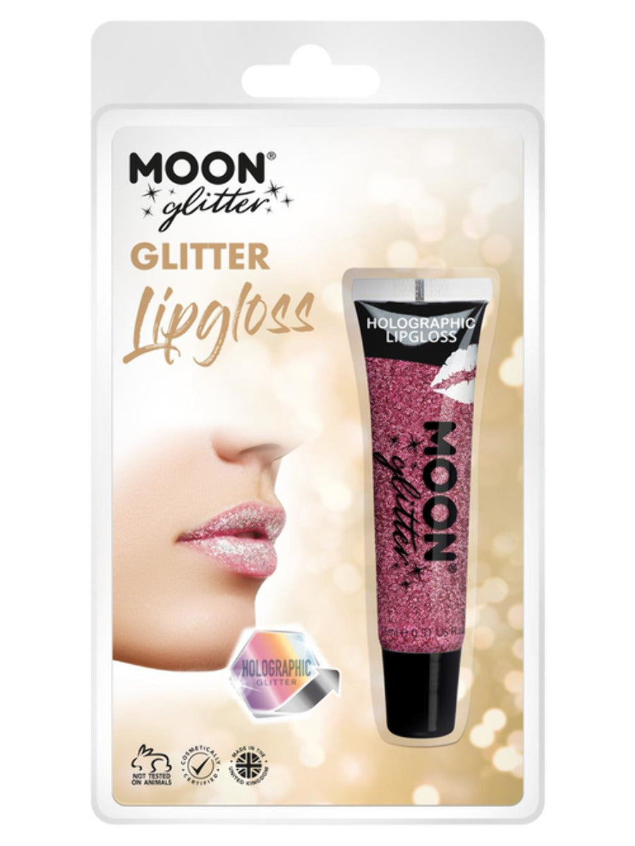 Moon Glitter Holographic Glitter Lipgloss, Pink, Clamshell, 15ml